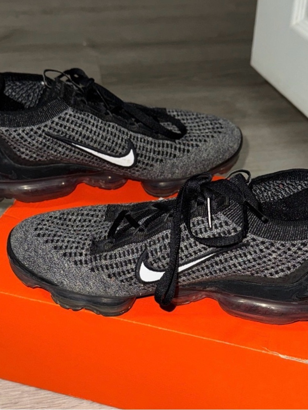 Nike Black and Gray VaporMax Flyknit Athletic Shoes